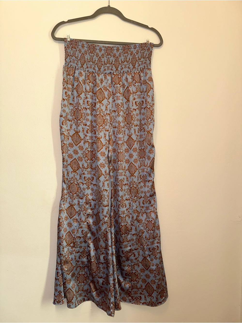 Free People Intimately Flare Patterned Silky Long Lounge Sleep Pants